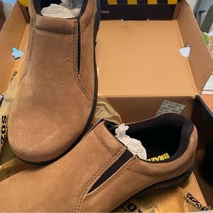 Brazos Work Force Men’s Steel Toed Shoes Size 10D Slip-on  Tan Suede NWT
